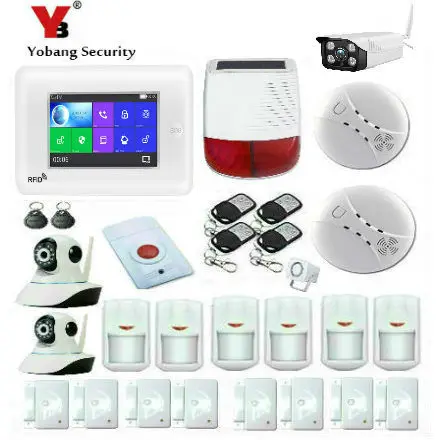 

Управление приложением 4,3 дюймовый сенсорный экран беспроводной Wifi GSM SMS RFID Охранная сигнализация система ip-видеокамера детектор дыма