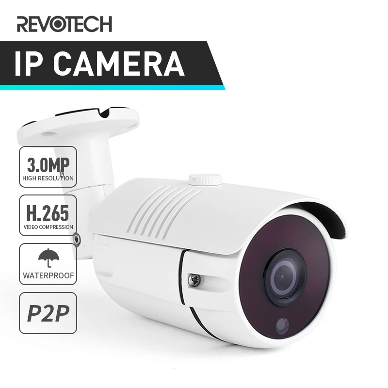 H.265 HD Водонепроницаемая 3MP наружная IP камера 1296P / 1080P 6 array светодиодная