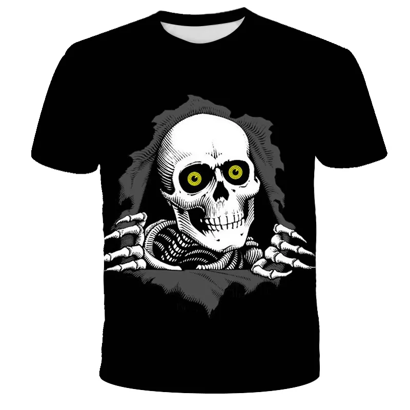 

Casual Breathable Tshirts Kids Clothes 2021 New Childrens Summer Cool Skull Print Child Short Sleeve T-Shirt 3D Print TShirt