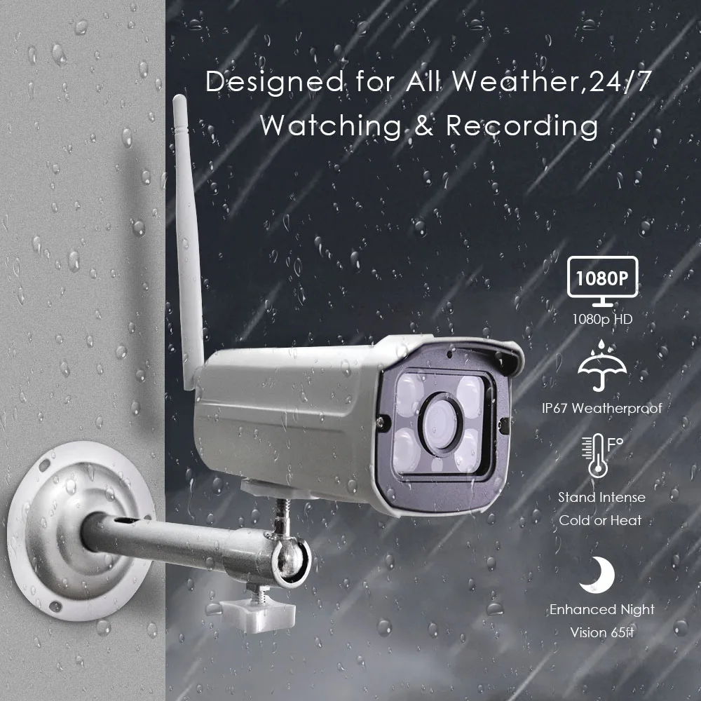 CCTV Беспроводной Wi Fi 720p/1080P металла уличная Водонепроницаемая инфракрасный Ночное