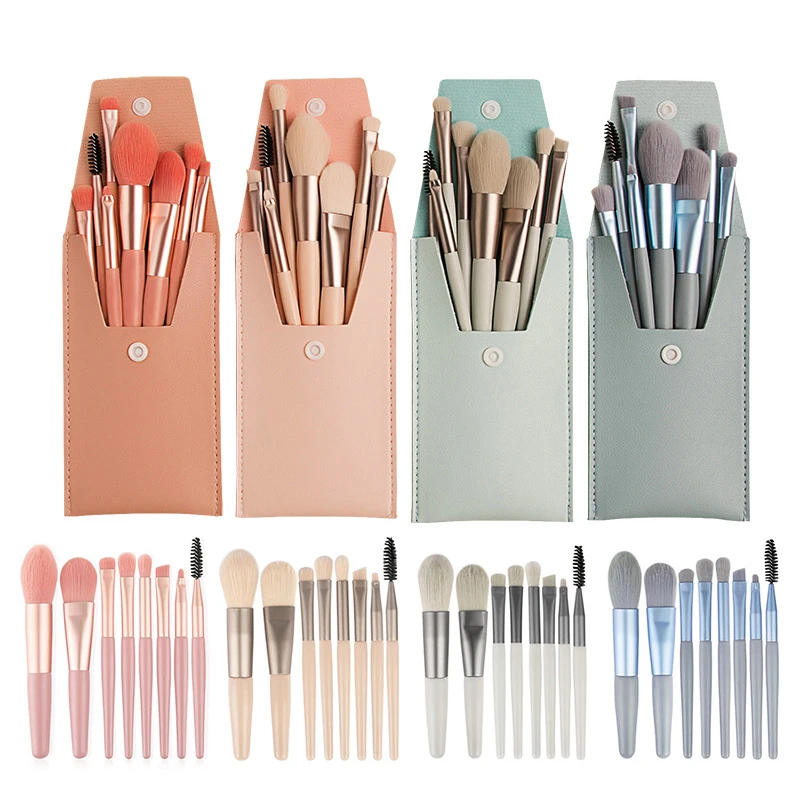 

New 8 Mini Makeup Brushes Set Portable Models Wooden Handle Makeup Brush Soft Hair Beauty Tool Brush Wholesale