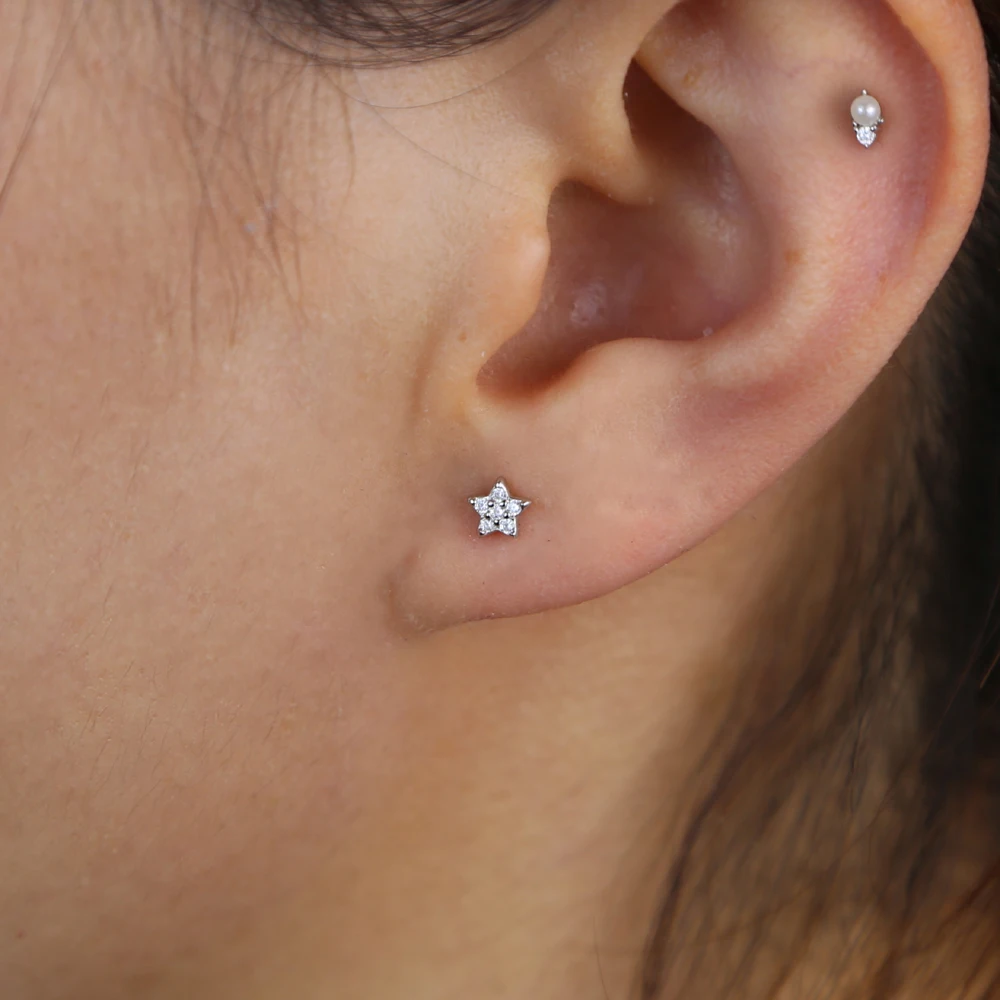 Summer New Fashion Minimal Minimalist Simple Small Moon Star Lightning Stud Earring For Women Cahrm 925 Sterling Trendy Jewelry | Украшения