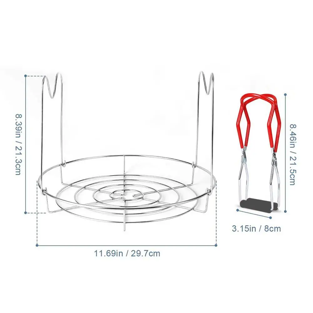 

Stainless Steel Steamer Rack Set Canning Rack With Heat Resistant Handles Kitchen Tools with Canning Tongs Dish Clamp and Funnel