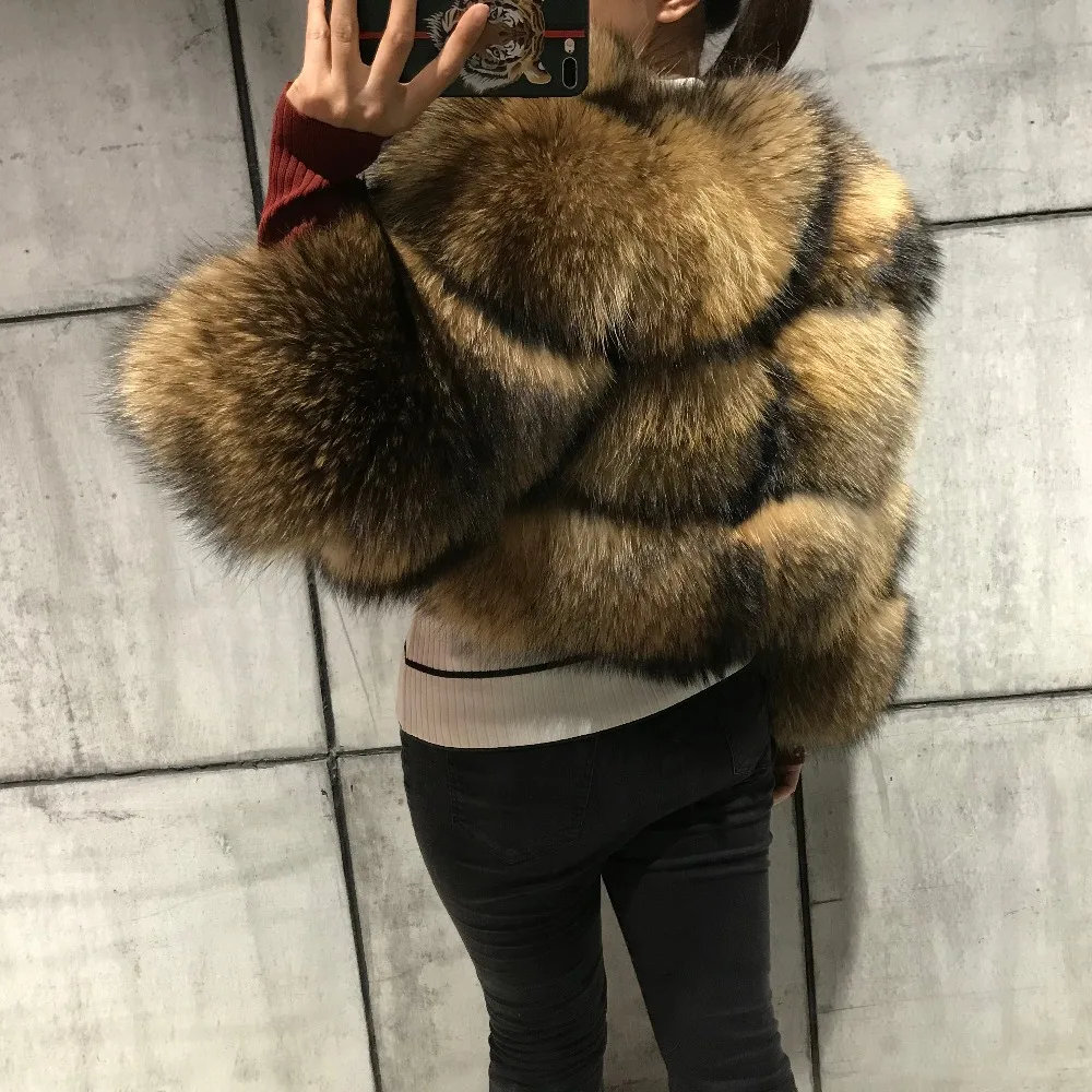 

real natural raccoon women fur coat