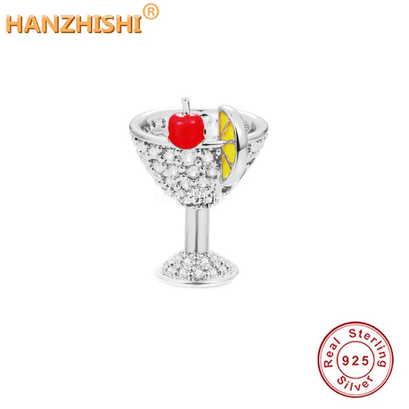

2021 Real 925 Sterling Silver Pave Shinning Clear Zircon Cup Charm Beads Fit Original Pandora Charm Bracelet Jewelry Making