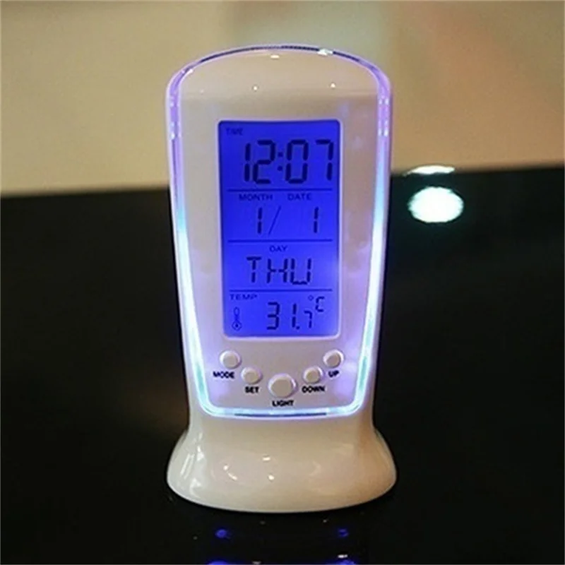 

New Style LED Digital Alarm Clock Thermometer Calendar Blue Backlight Led Clock Snooze Table Clock Night Light With Music