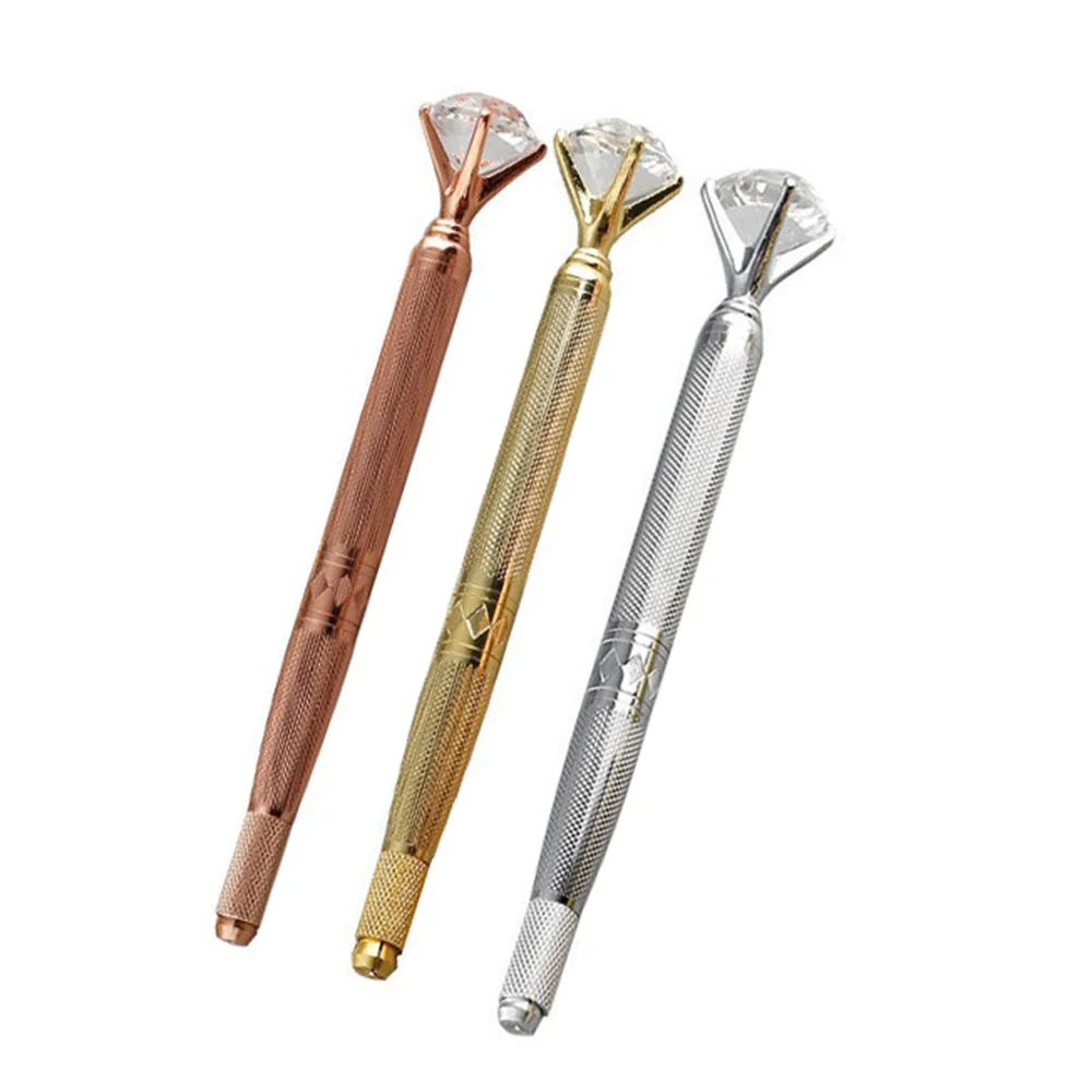 New 3-in-1 Double-head Diamond Microblading Pen Golden/Silver Tattoo Embroidery Manual Pen