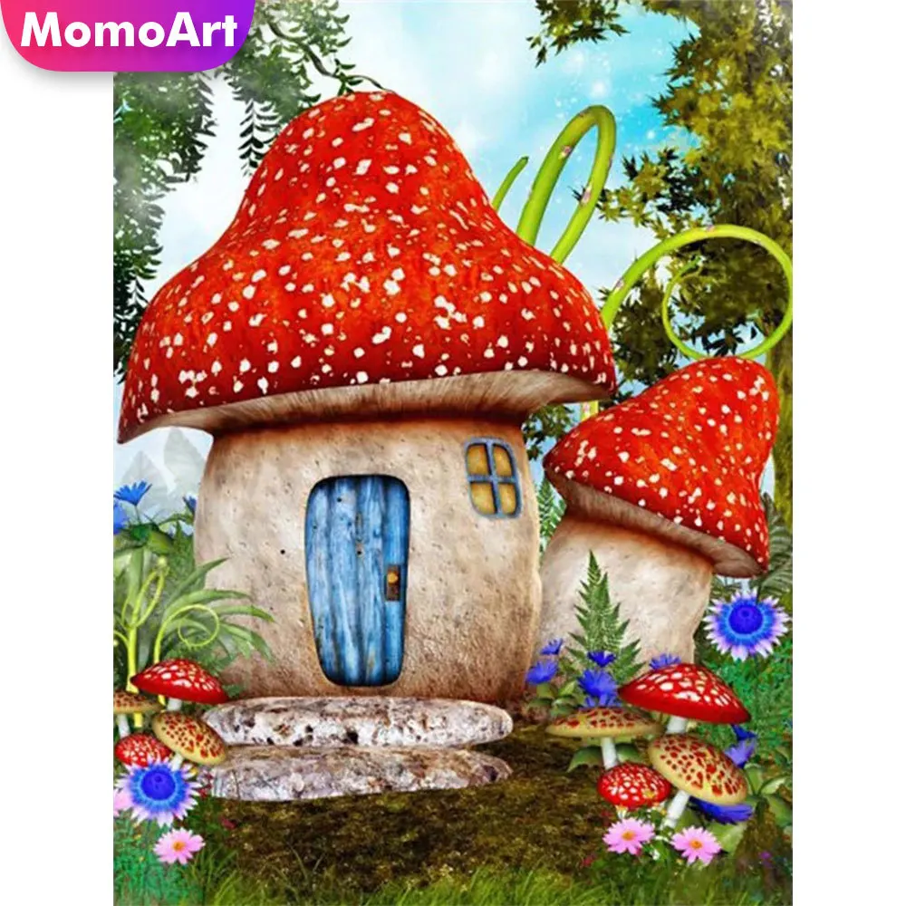 

MomoArt DIY Diamond Embroidery House Picture Rhinestone Diamond Painting Cartoon Full Drill Square Mosaic Scenery Holiday Gift