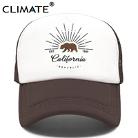 climate california trucker cap bear california republic flag caps men women hip hop funny hat baseball cap cool summer mesh cap