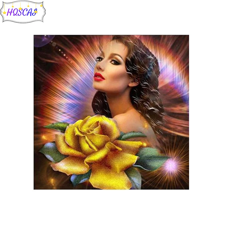 

5D алмазная живопись, фантазия, Женская Роза, полностью Алмазная круглая Алмазная вышивка, мозаика, украшение для дома, рисунок «сделай сам»