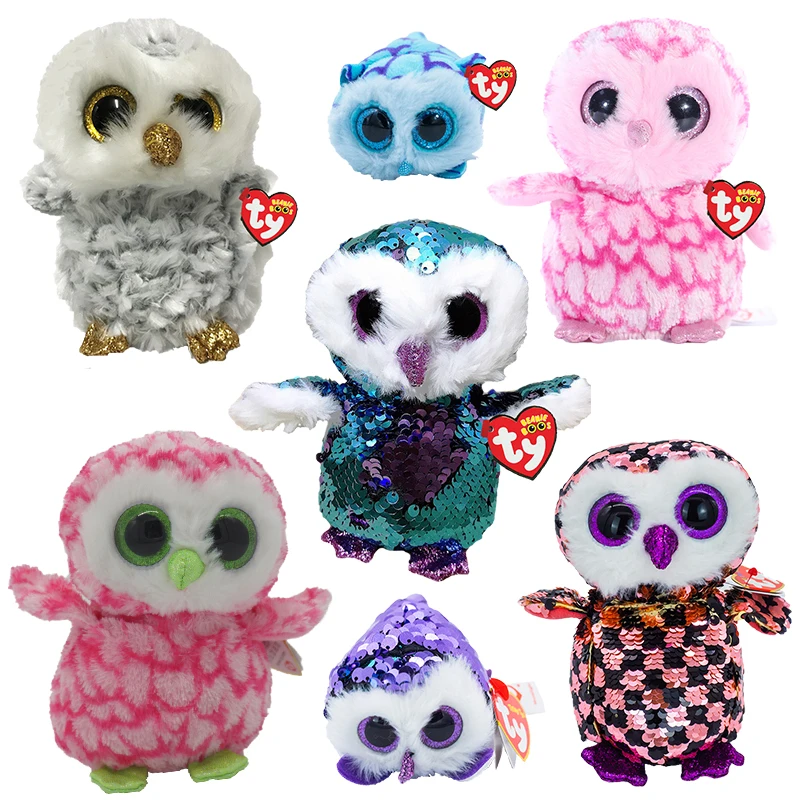 New Ty 6" 15 cm Beanie Boos Big Eyes Owl Series Cute Big Plushie Toy Appease Sleeping Stuffed Animal Doll Birthday Boy Girl Gift