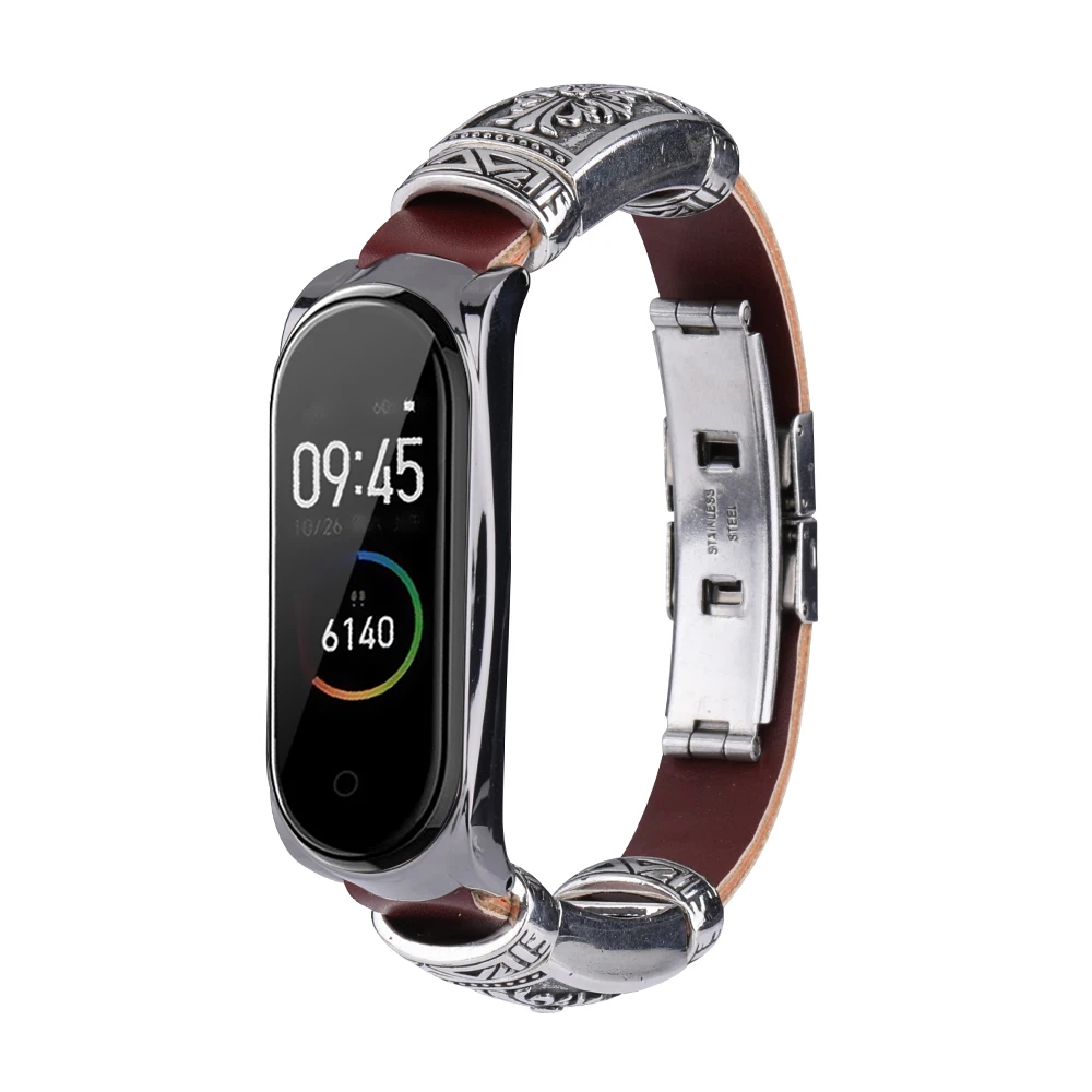 Ремешок на запястье для Xiaomi mi Band 4 и mi Band 3 металл+ кожа DIY браслет для mi Band 4/mi 3 браслет умные часы аксессуары