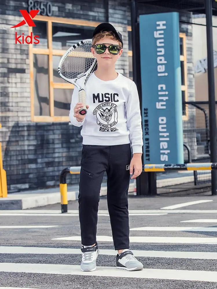Повседневный Спортивный свитшот для мальчиков Xtep детский Модный пуловер с
