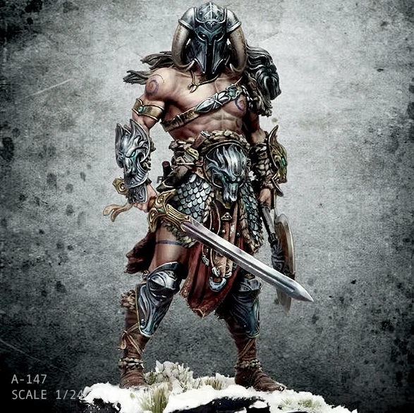 

1/24 75MM Resin Figure Kits Nordic Dragon Slayer (Double head) self-assembled A-147