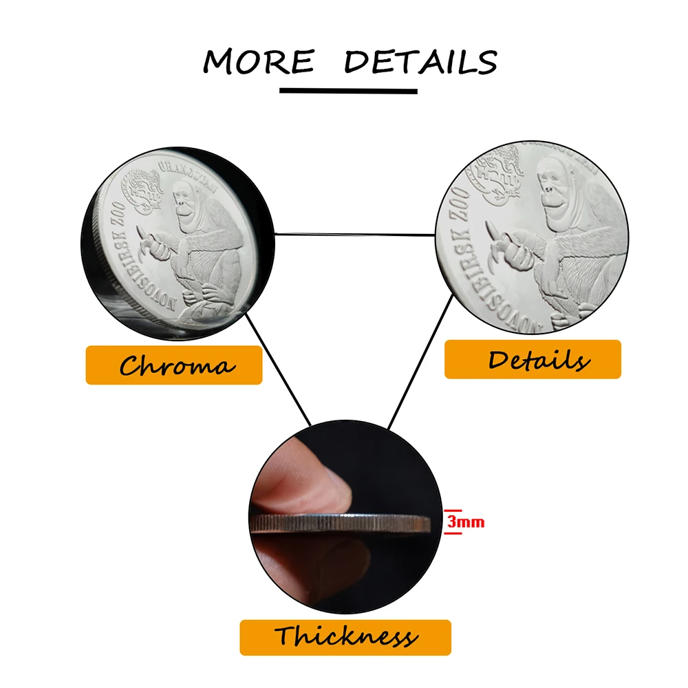 

2015 Novosibirsk Zoo Orangutan Commemorative Coin Silver Collectibles For Business Gifts