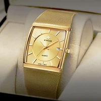 mens watches wwoor brand luxury ultra thin mesh belt gold square quartz wristwatch fashion business waterproof relogio masculino