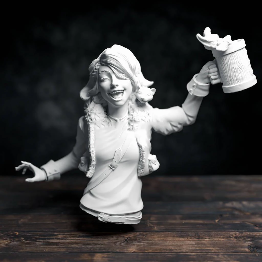 

60mm Resin Model Beer Girl Bust Figure Unpainted