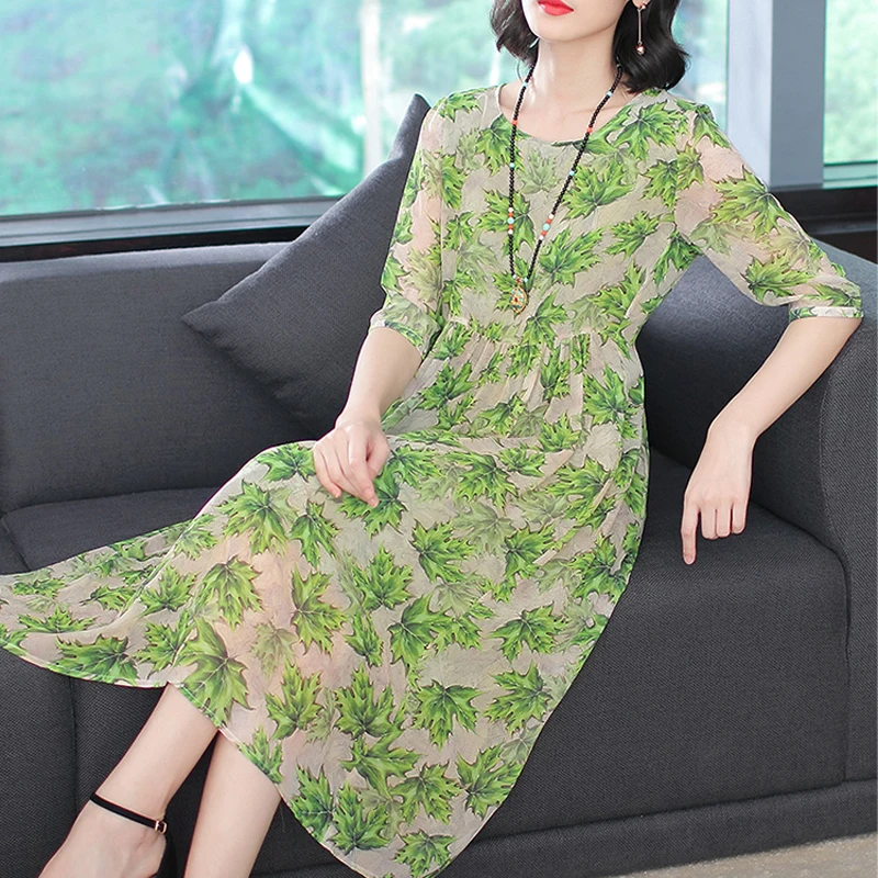 Платье женское из искусственного шелка модное свободное удобное вечернее