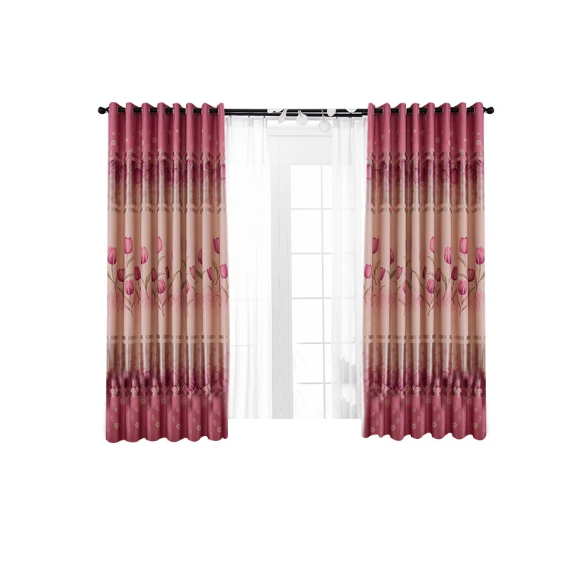 

Modern and Simple Pastoral Curtain High Shading and Sunshade Exquisite Tulip Printing All-match Curtains for Living Room Bedroom