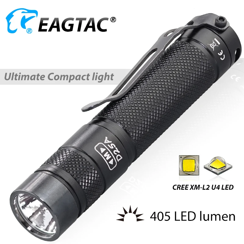 EAGTAC D25A XM L2 Luminus SST20 NW светодиодный фонарик 405 люмен AA Батарея 14500 EDC фонарь|Фонарики
