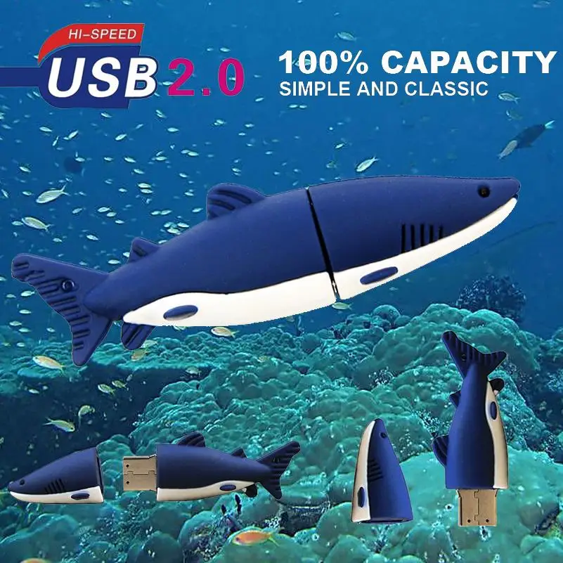 Силиконовый флеш накопитель shark usb 64 ГБ 32 2 0 для фотосъемки подарки карта памяти 128