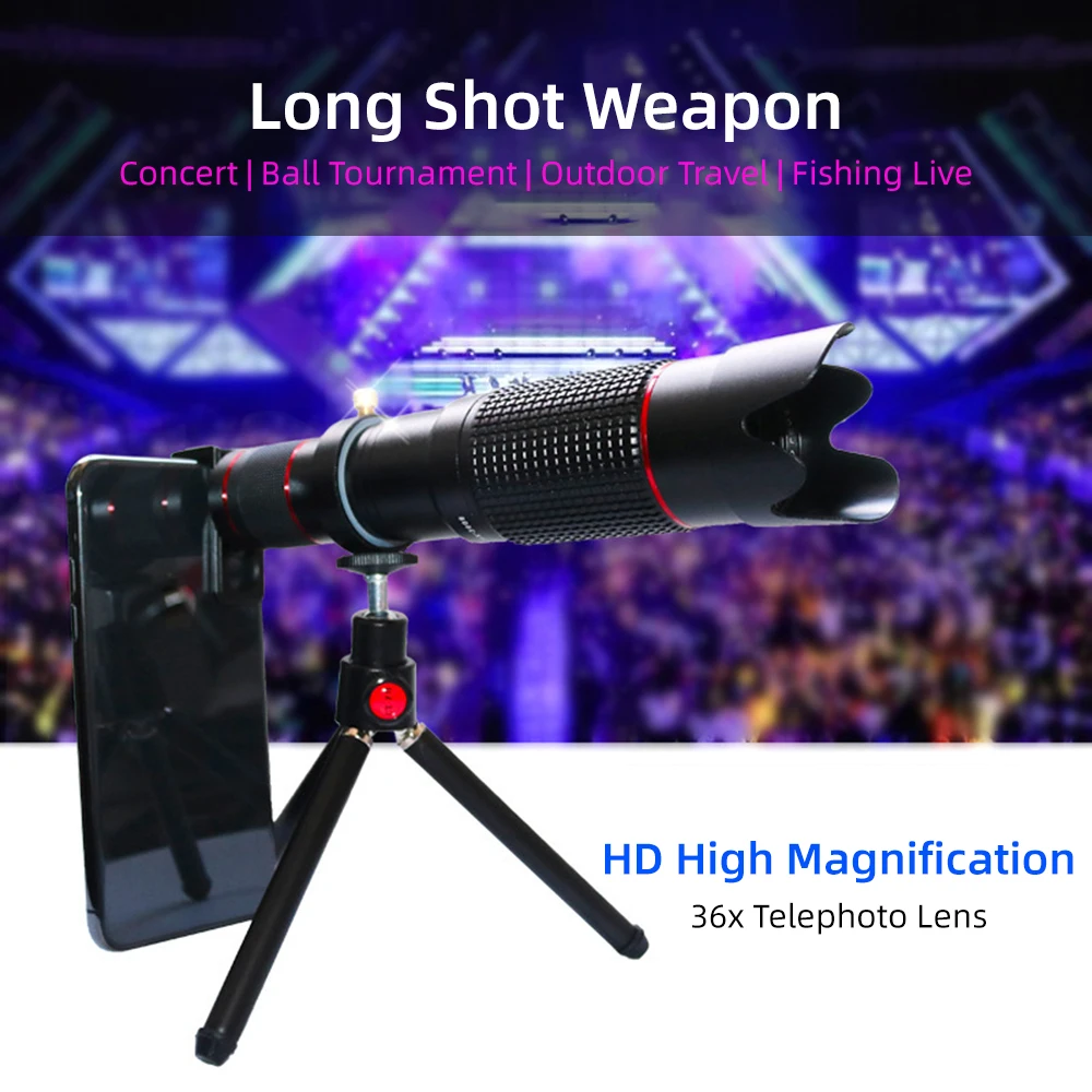 36X сплав двойная регулировка мобильный телефон объектив HD телескоп супер широкий