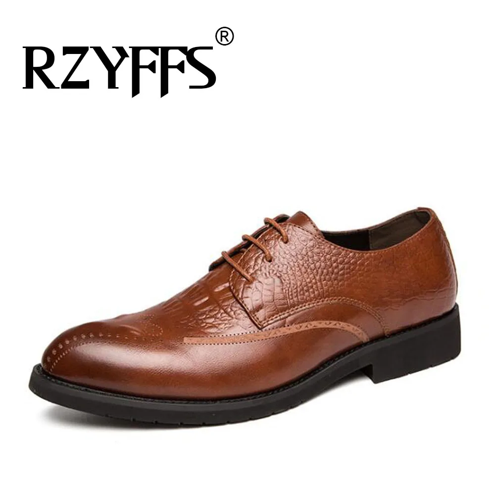 

Mens Brogue Business Office Oxfords Flats Men Fashion Bullock Business Leather Shoes Lace-Up Wedding Party Shoes A57-49