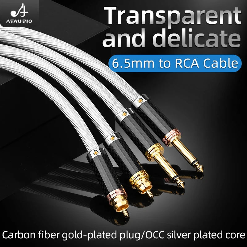 Hi-Fi 6 5 мм к RCA аккумуляторному кабелю Hi-end OCC посеребренный двойной до 2RCA кабель с