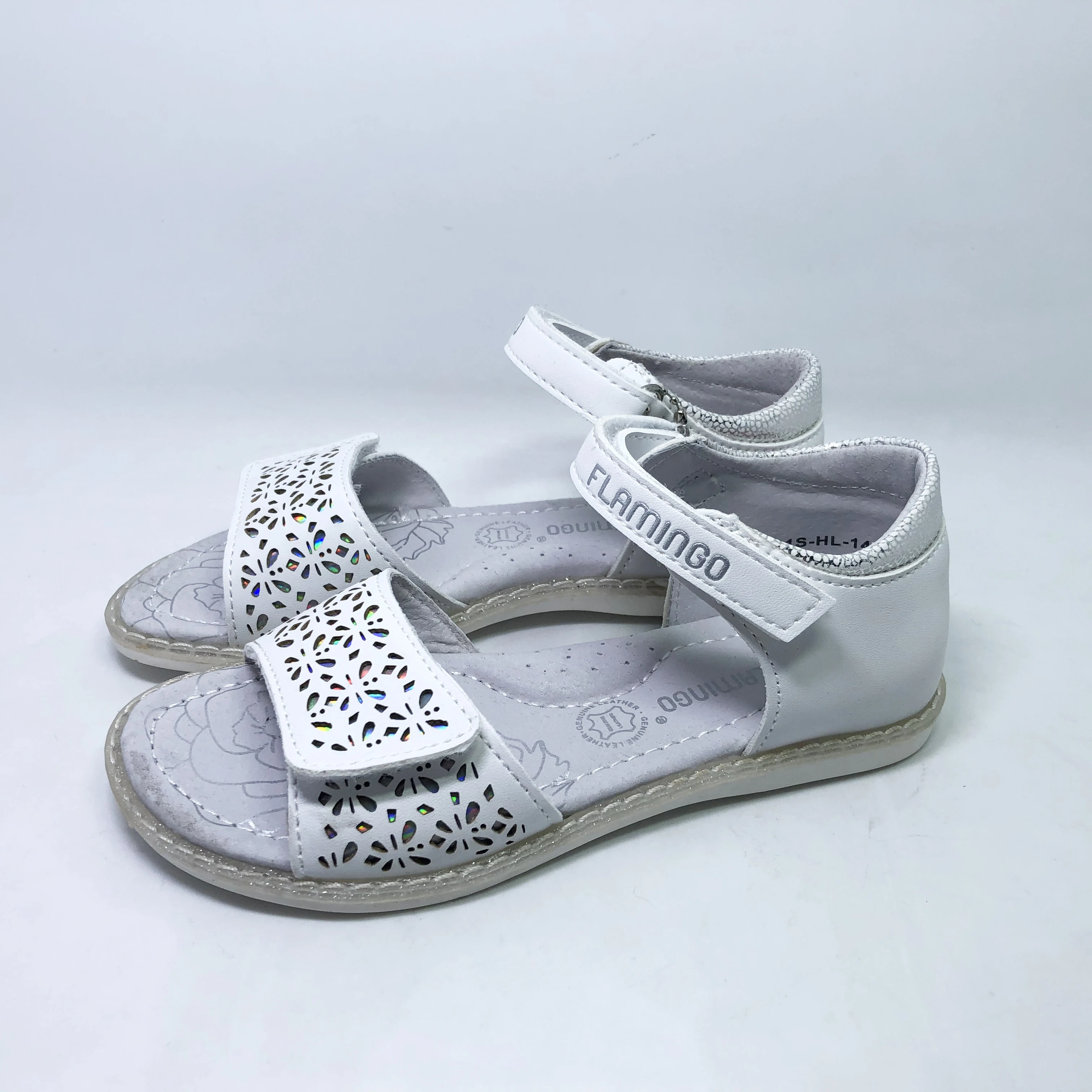 

FLAMINGO kids Sandals Hook& Loop Flat Arched Design Chlid Casual Princess Shoes Size 29# 1412