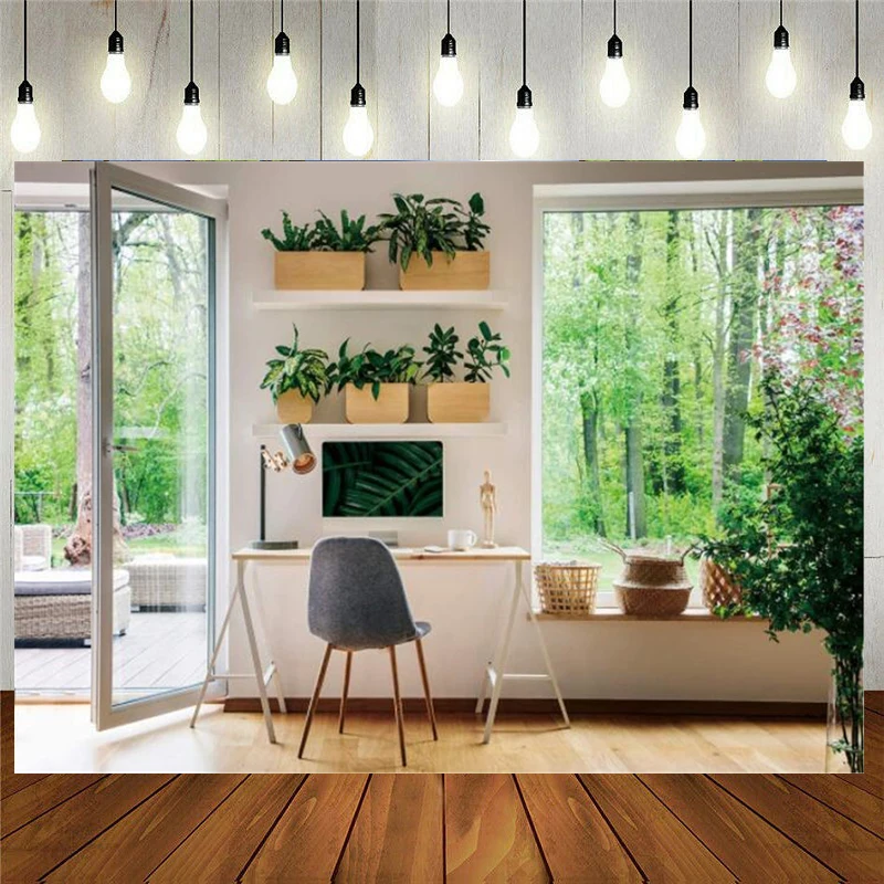 

Business Office Photography Backdrop Interior Casement Windows Furniture Apartment Decoration Residential Office Background
