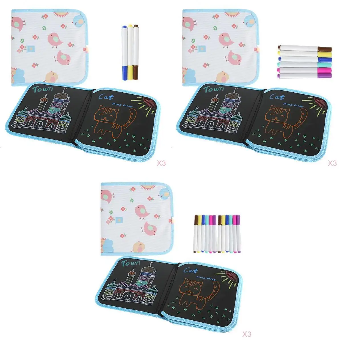 

3-9 Sets Erasable Drawing Pad Doodle Writing Board for Kids Toddler