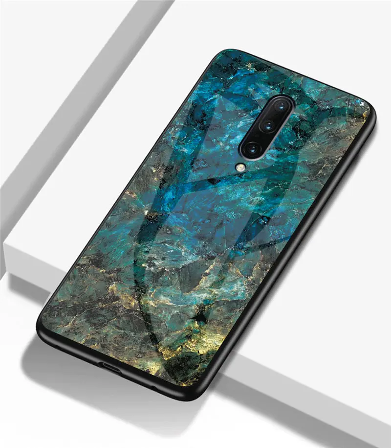 

For Oneplus 7 Pro Case Shockproof Tempered Glass Marble Case for One plus 5 5T 6 6T Silicone Bumper Protective Capa