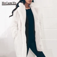 hcyo autumn winter women fur coat plus size 3xl covered button furry faux fur coats womens long loose soft rabbit fur overcoat