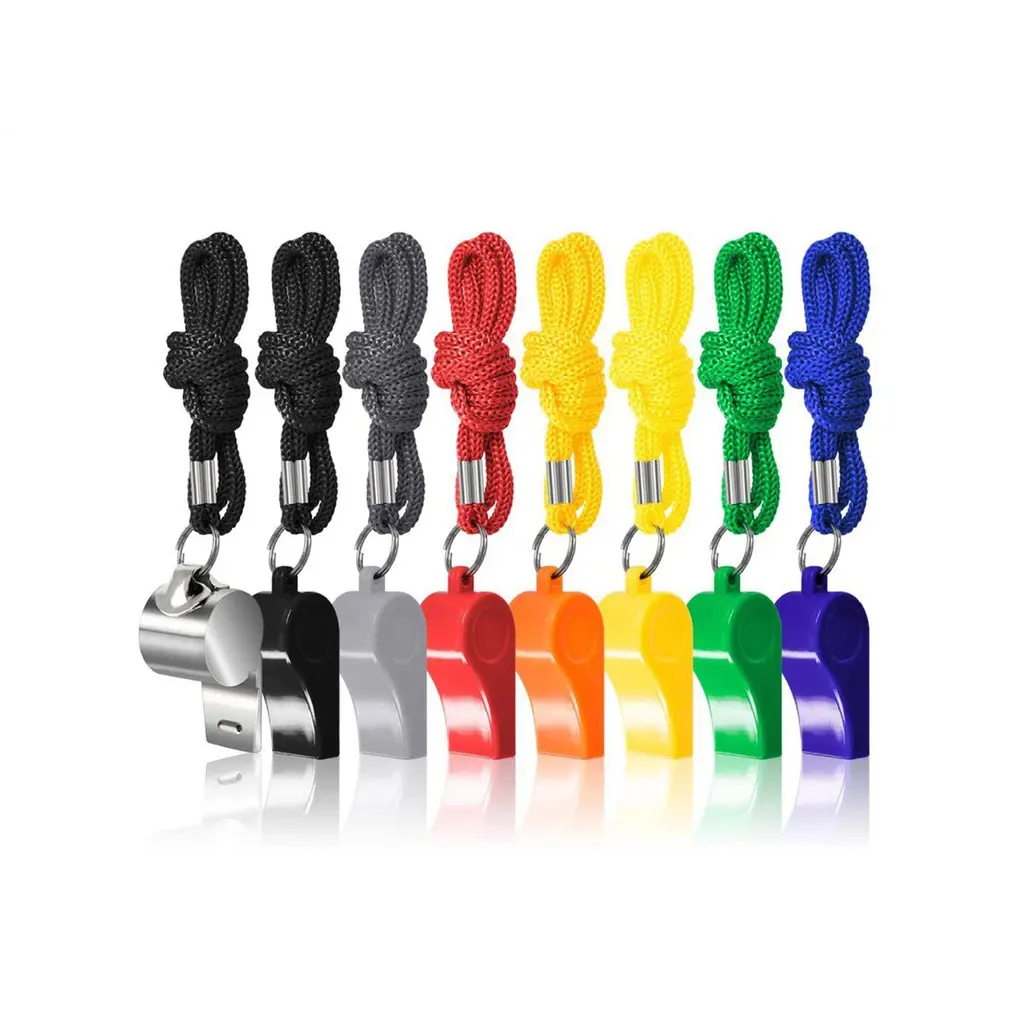 

8pcs/lot Colored Whistle Referee Whistle With Ropes Basketball Soccer Referee Whistle Cheer Sports Emergency Survival Whistle