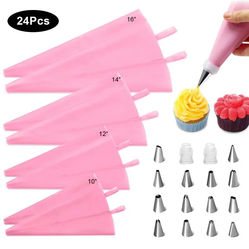 

24 PCS/Set Pastry Bags Korean Nozzle Set Pastry Bag Tips Cookie Cake Decorating Tools Kitchen DIY Icing Piping Cream Reusable