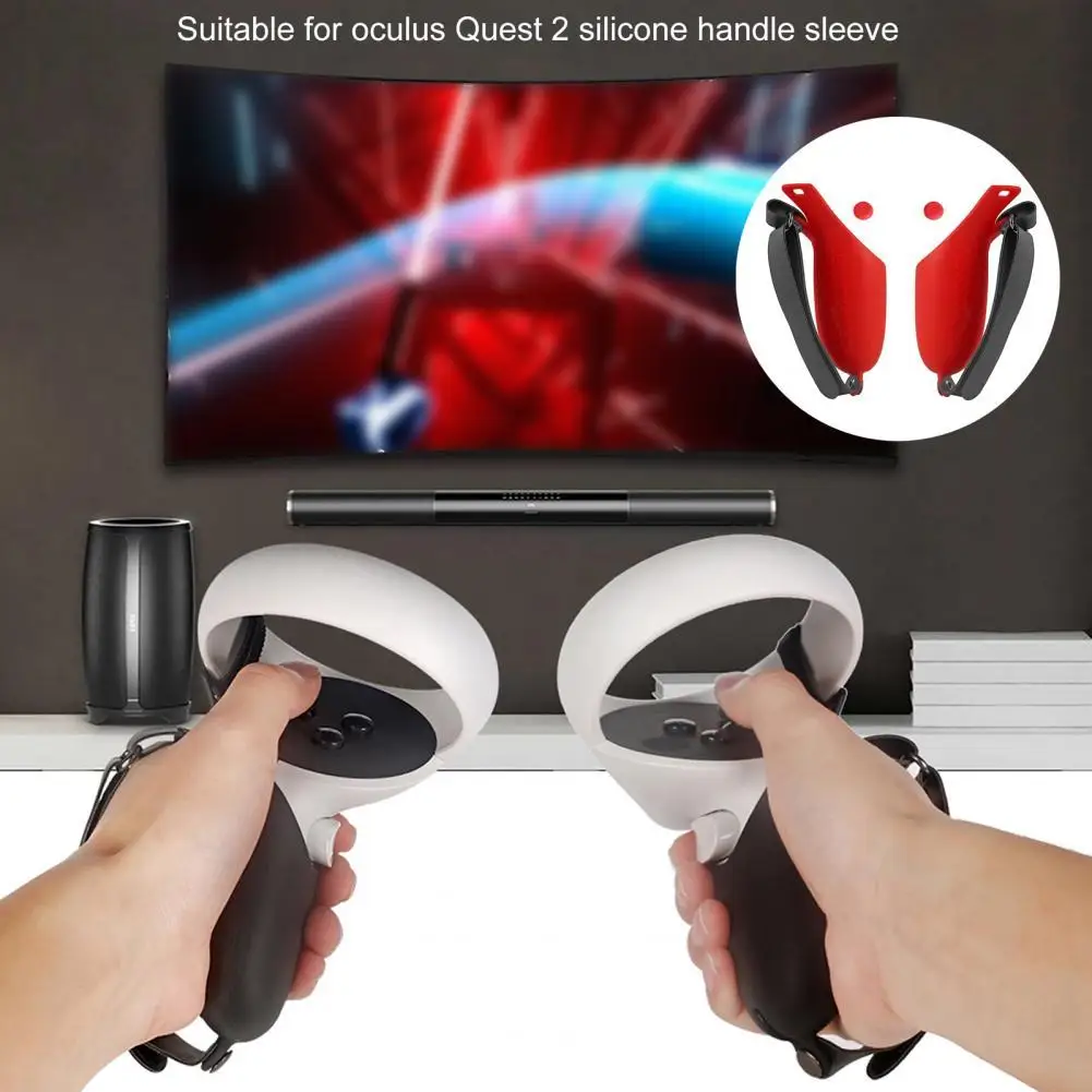 

Anti-fall Non-slip Protective Cover Silicone Soft VR Handle Case for Quest 2 Touch Controller