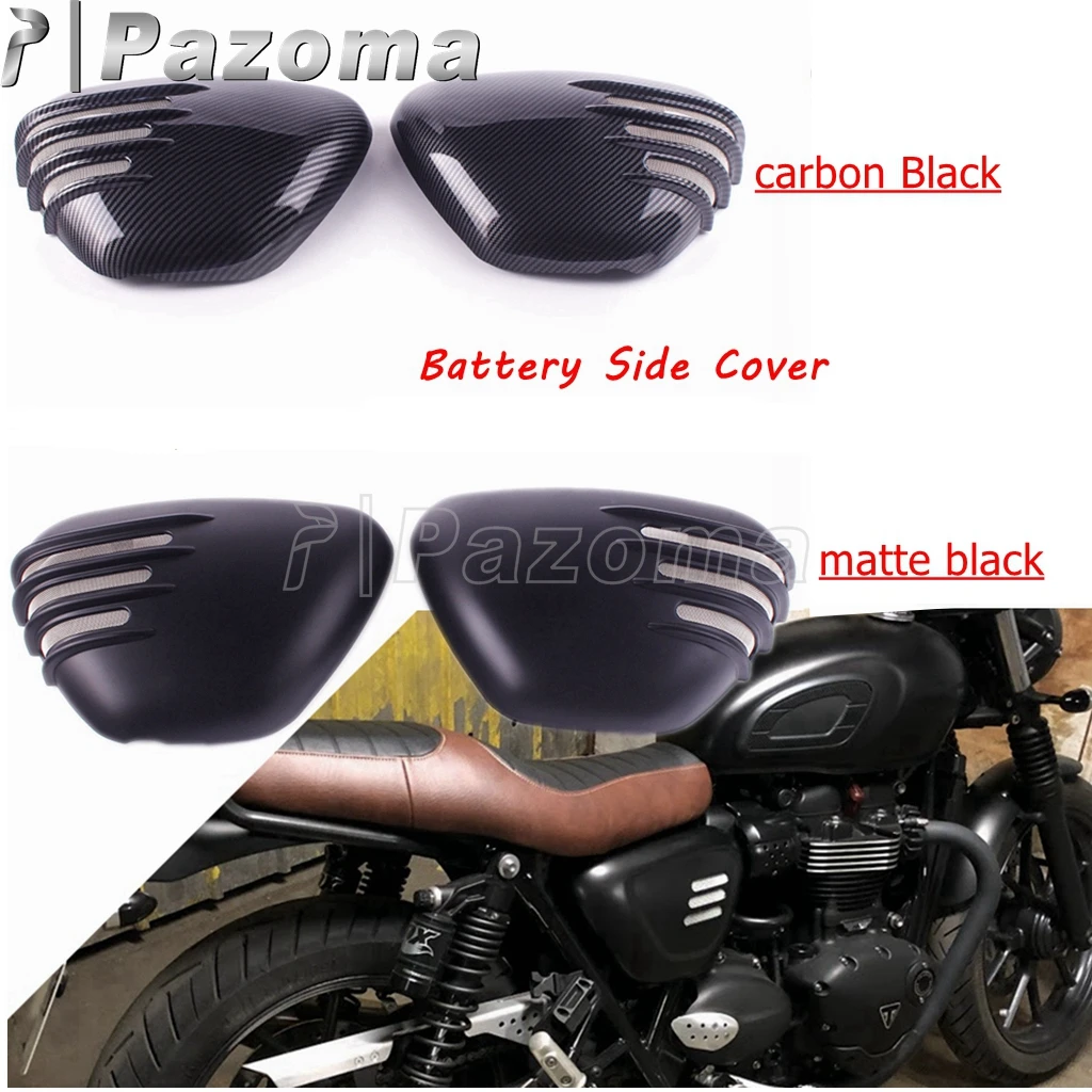 

Motorcycle Battery Ribbed Side Covers ABS Plastic Protection Panels For Bonneville Street Twin 900 Street Cup 900 2016-up 2020