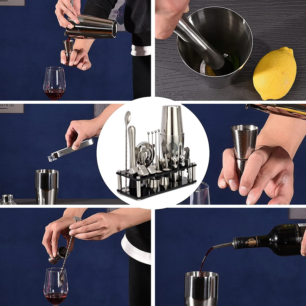 Набор шейкеров для коктейлей набор из 21 штуки нержавеющей стали бармена с
