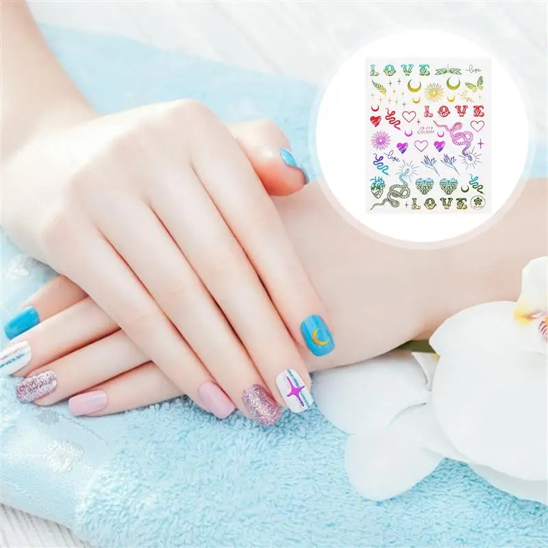 

8Pcs Nail Art Stickers Fashion Nail Decals Nail Art Decors for Nail Salon