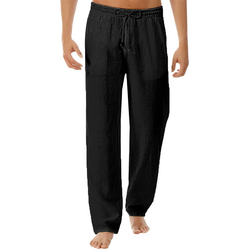 

Mens Elastic Waist Lace Up Pants 2020 Mens Pants Drawstring Wide Straight Leg Trousers Casual Baggy Sweatpants ropa para hombre