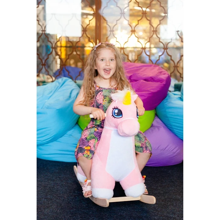 Rocking chair Unicorn musical color pink Educational toys games For kids Hobbies Training Education early development Gifts Baby Birthday children