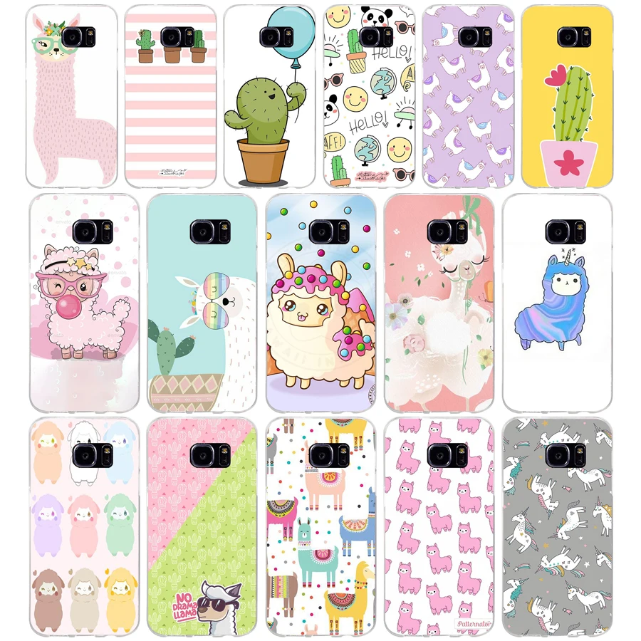 103AA Cute Llama Alpaca Animals Cartoon Colorful gift Soft Silicone Tpu Cover phone Case for Samsung Galaxy S6 S7 edge - купить по