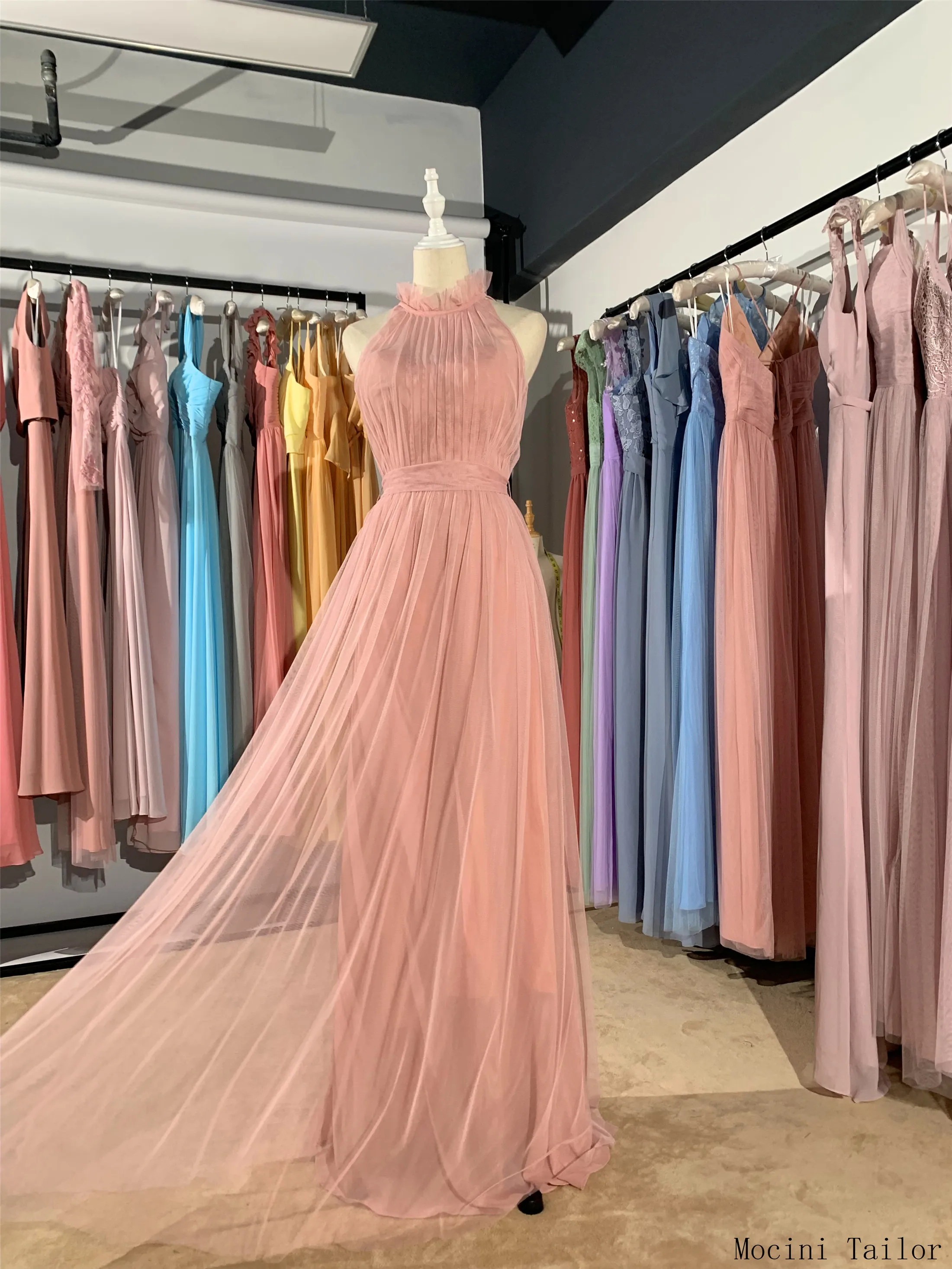 Шифоновое платье подружки невесты из тюля с надписью English Rose 2021 цветов длинное