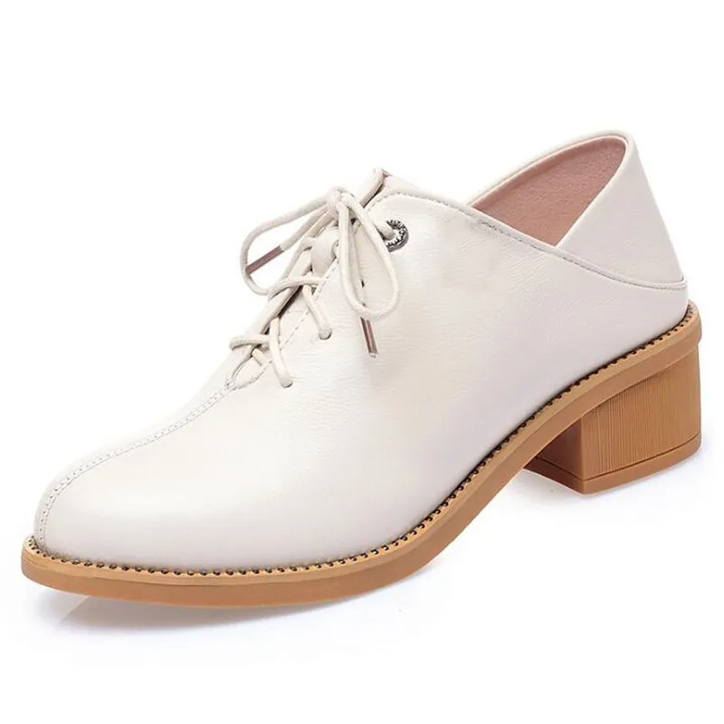 

Large Size 43 Full Genuine Leather Shoes Women High Heel Shoes 2020 Top Cowhide Tide Shoes Fashion Casual Shoes Heel High Shoes