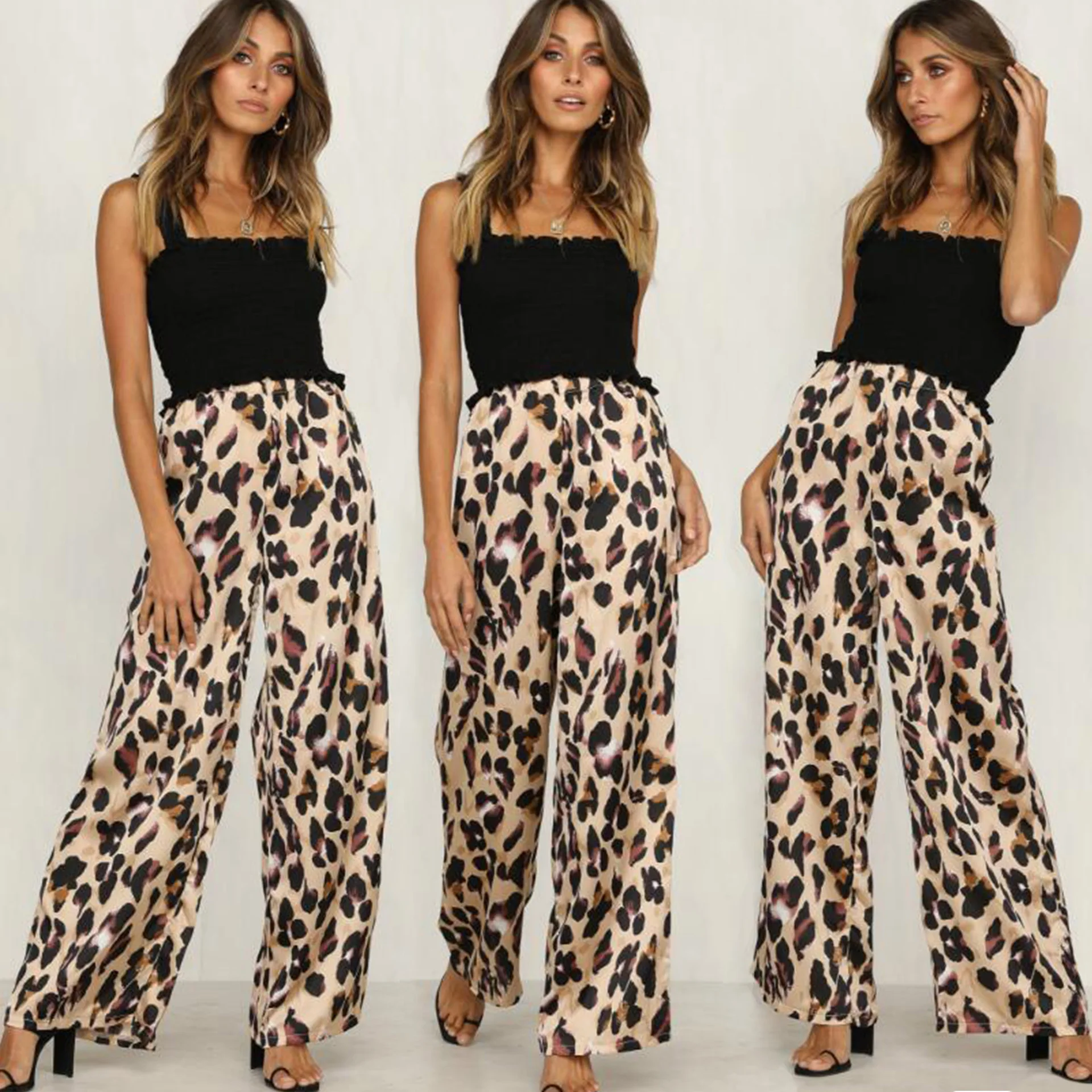 Горячая Распродажа свободные шифоновые брюки полной длины с широкими штанинами