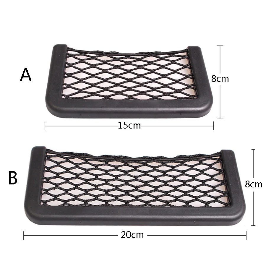 

1Pcs Car Organizer Storage Bag Auto Paste Net Pocket Phone Holder Car Accessories 20*8CM 8*15CM Universal