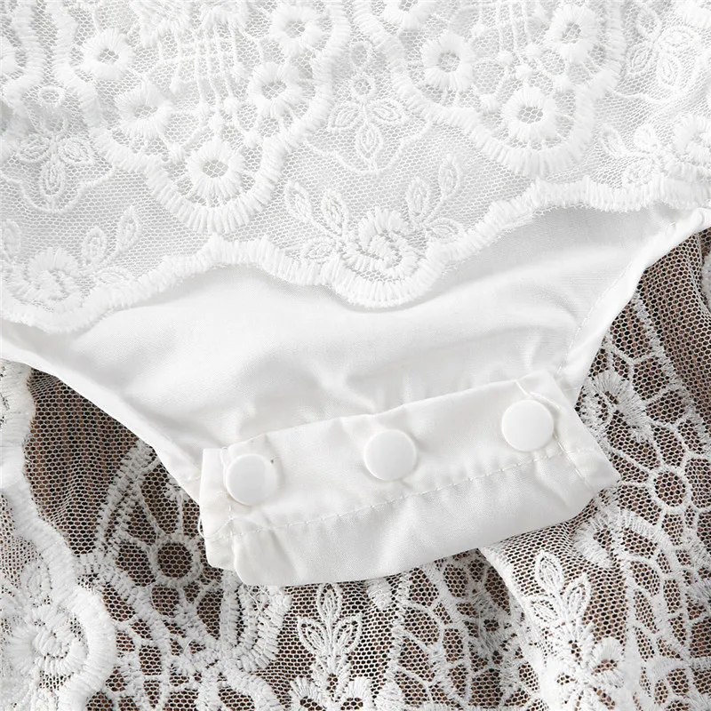 

Newborn Kids Baby Girl Lace Flower Romper Dress Outfit Summer Clothes 2020 New Sweet Infant Baby Girl Sling White Romper Dress