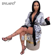 Robe de nuit à imprimé Dollar pour femmes, Cardigan, peignoir, pyjama, Sexy, à la mode, offre spéciale  (3)