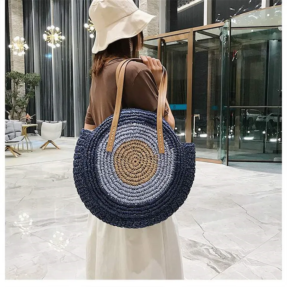 REALPERKY женские летние круглые соломенные сумки женские ручные тканые круглые пляжные сумки из ротанга Женская богемная сумочка в стиле Бали через плечо