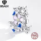 Бусины из серебра 925 пробы с цветущими цветами и эмалью